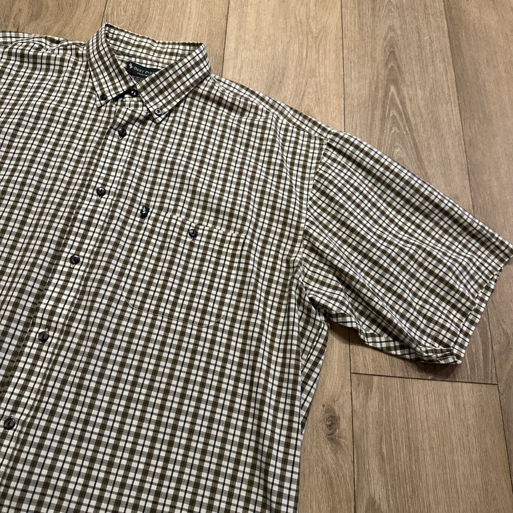 Bert Pulitzer Men's Shirt Short Sleeve Brown Plaid Button Down Dadcore Size 2XLT